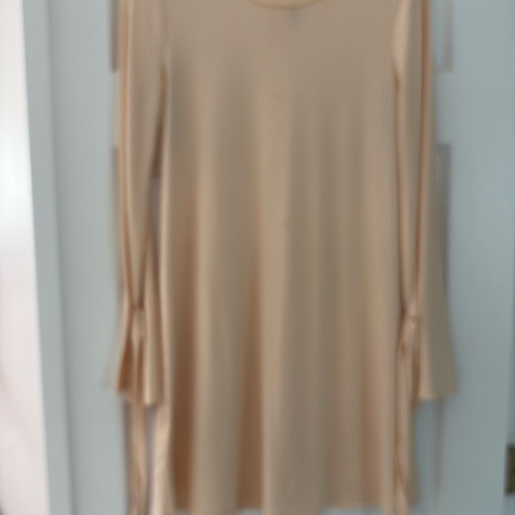 Cream Ribbed Long Sleeve Dress - Picture 1 of 2